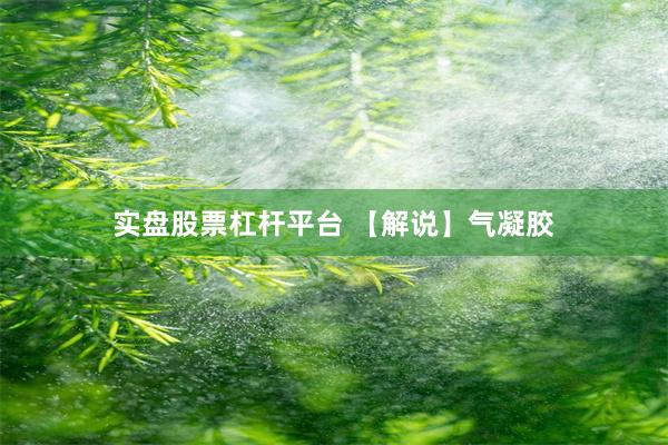 实盘股票杠杆平台 【解说】气凝胶