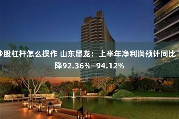 炒股杠杆怎么操作 山东墨龙：上半年净利润预计同比下降92.36%—94.12%